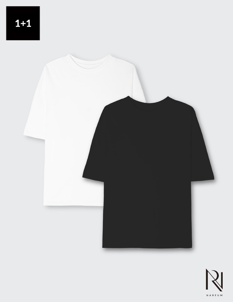 [1+1] NR 베이직 코튼 티셔츠